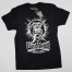 The Gas Monkey Garage - Monkey Explosion is an solid black t-shirt with a large front print. The print features the Gas Monkey mascot framed in front of an explosion behind. The image sits above the bold letters that say Gas Monkey Garage.